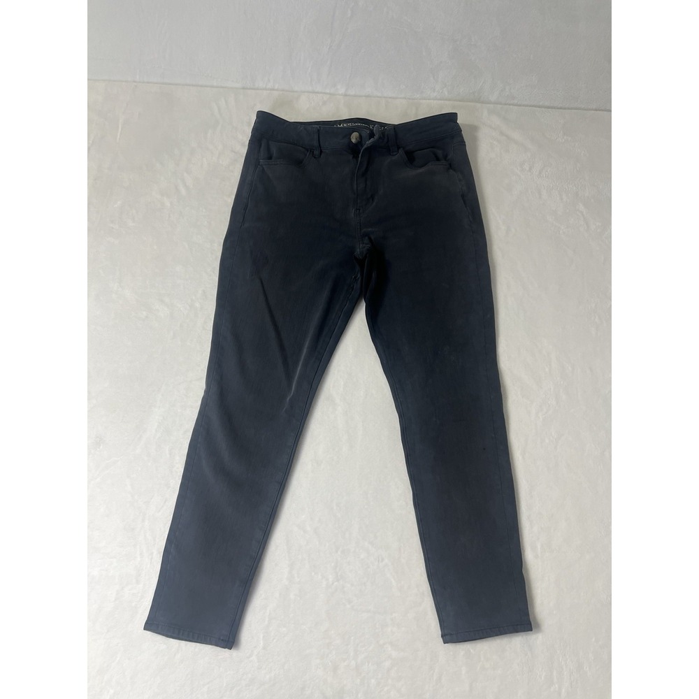 American Eagle Women Jeans Super Stretch Size 10 Skinny Jean Black B33-5